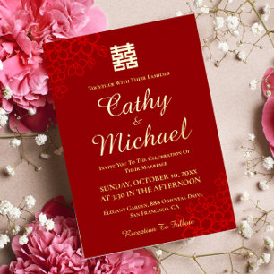 Double happiness floral background Chinese wedding