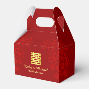 Double happiness floral background Chinese wedding Favour Box