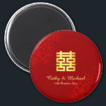 Double happiness floral background Chinese wedding Magnet<br><div class="desc">Realize your dream wedding with an oriental touch! You can customize the design by adding your names and wedding date etc. You are also welcome to reach out to me for any special design which is uniquely for you. Double happiness symbol and red decorations are the must have items for...</div>