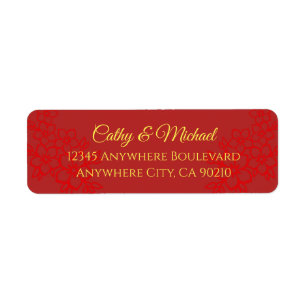 Double happiness floral Chinese wedding address