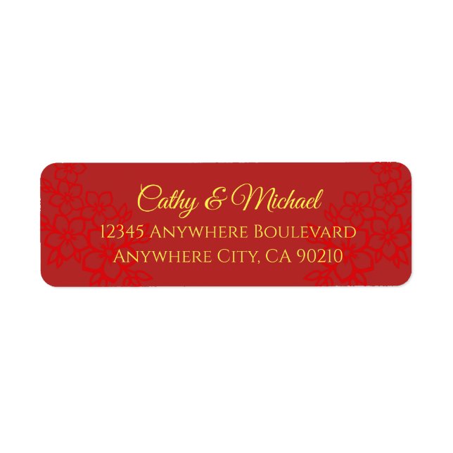 Double happiness floral Chinese wedding address (Front)