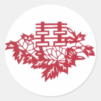 Double happiness Flowers Classic Round Sticker