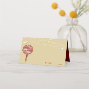 Double Happiness Glowing Lanterns Chinese Wedding Place Card