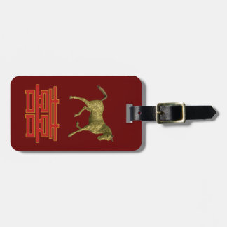 Double Happiness Golden Horse Luggage Tag