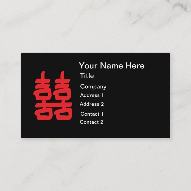 Double Happiness in Red Business Card (Front)