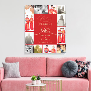 Double Happiness Knot Chinese Wedding Photo Canvas Print