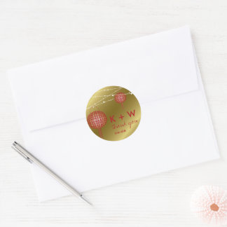 Double Happiness Lanterns Chinese Wedding Favour Classic Round Sticker