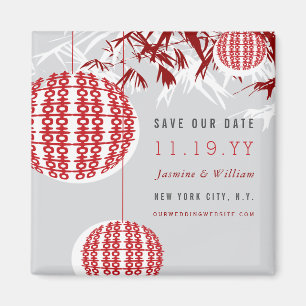 Double Happiness Lanterns Save The Date Magnet