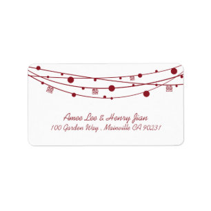 Double Happiness Lanterns Wedding Address Labels