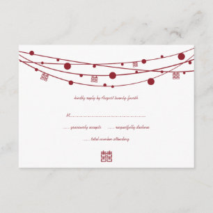 Double Happiness Lanterns Wedding RSVP Cards
