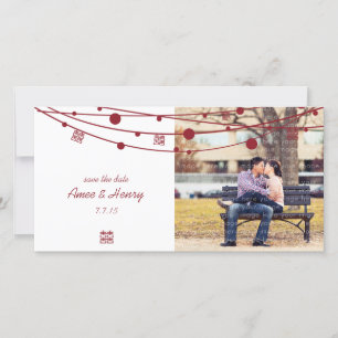 Double Happiness Lanterns Wedding Save the Date