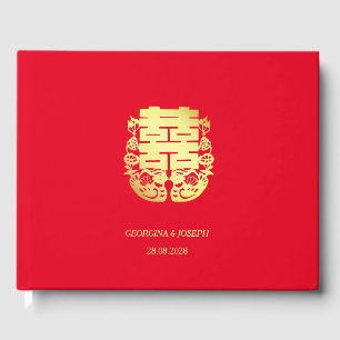 Double Happiness & Mandarin Ducks Chinese Wedding Guest Book