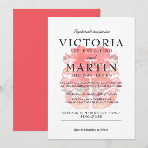 Double Happiness & Mandarin Ducks Chinese Wedding Invitation