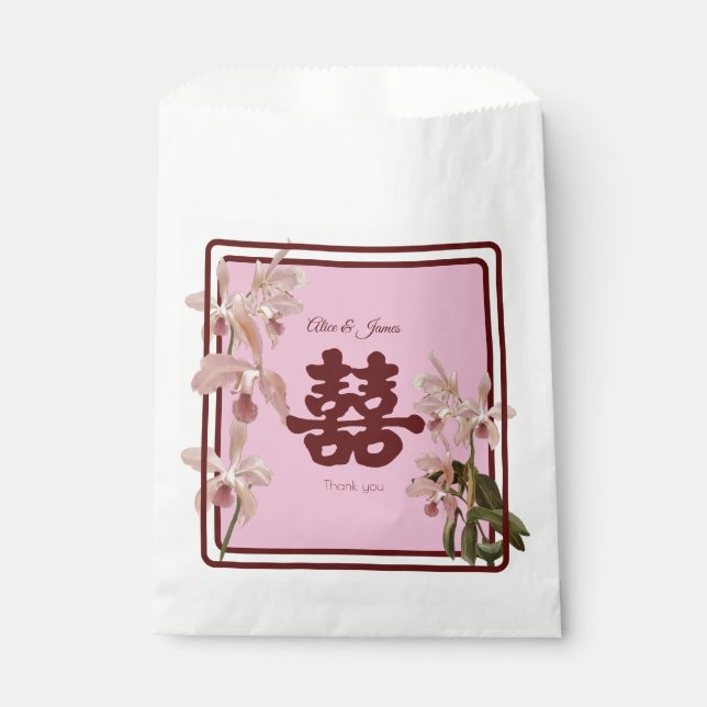 Double Happiness Orchid Favour Bags (Front)