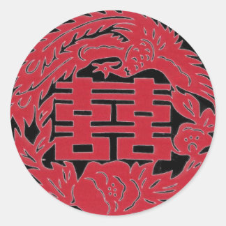 Double happiness Phoenix Classic Round Sticker