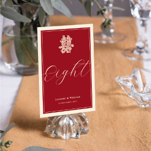 Double Happiness Red Chinese Wedding Table Number