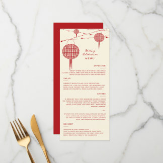 Double Happiness Red Lanterns Chic Chinese Wedding Menu