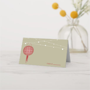 Double Happiness Red Lanterns Chic Chinese Wedding Place Card