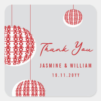 Double Happiness Red Lanterns Chic Chinese Wedding Square Sticker