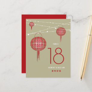 Double Happiness Red Lanterns Chinese Table Number