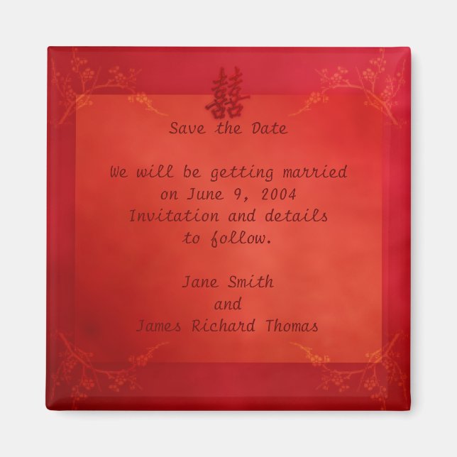 Double Happiness Save the Date Magnet (Front)