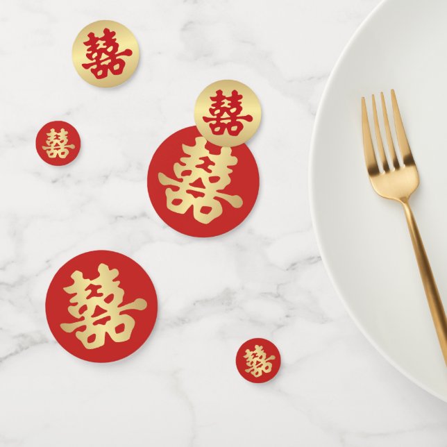 Double happiness wedding confetti (Group)