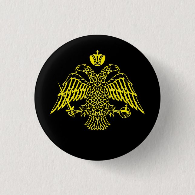 Double Headed Eagle Byzantine & Christian Emblem B 3 Cm Round Badge (Front)