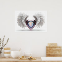 *~*~ Double Heart Angel Wings AP78 Opal Poster