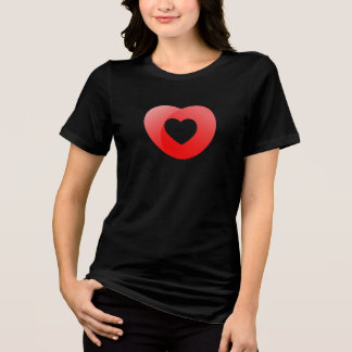 Double Heart Embrace – Minimalist Red Love Symbol Tri-Blend Shirt