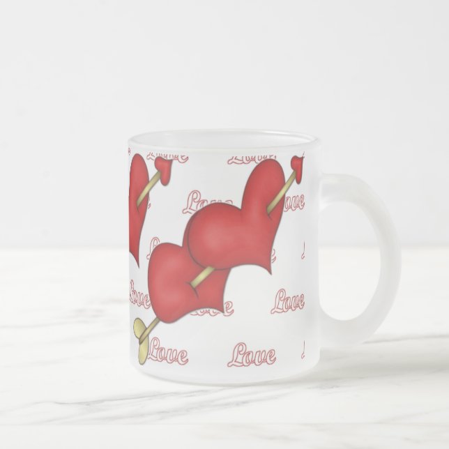 Double Heart Frosted Glass Coffee Mug (Right)