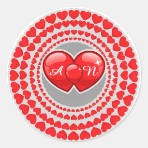 Double Heart Illustration For Valentine Classic Round Sticker