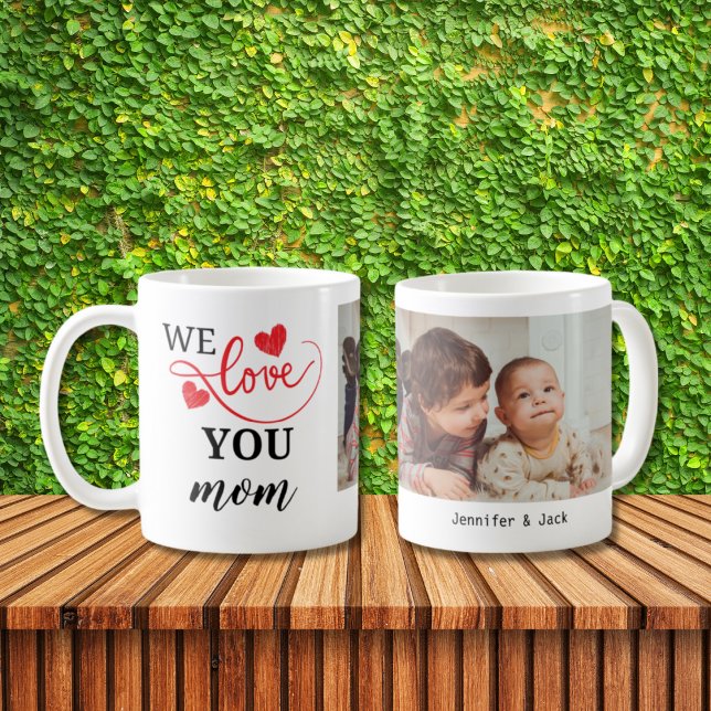 Double Heart We Love You Mum Photo Coffee Mug (Creator Uploaded)