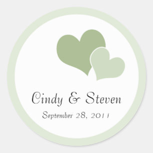 Double Heart Wedding Stickers - Green