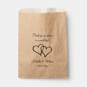 Double heart wedding thank you party favour bags