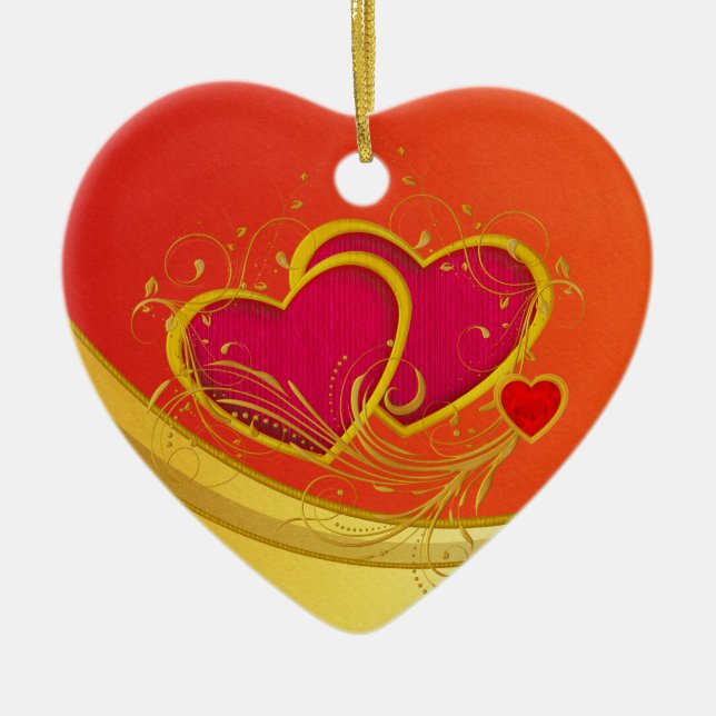 Double Hearts Ceramic Tree Decoration (Front)