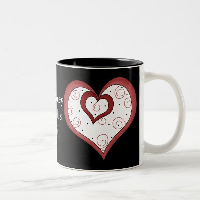 Double Hearts D1 - Customisable Love Coffee Mug (Right)