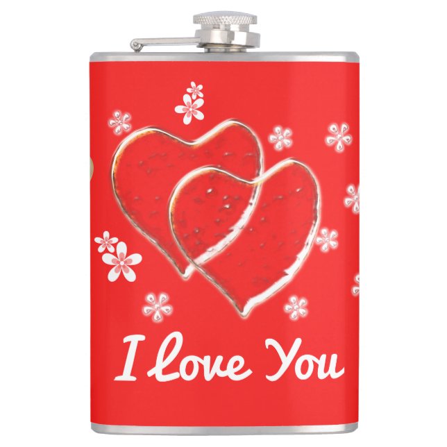 double hearts, hip flask (Front)