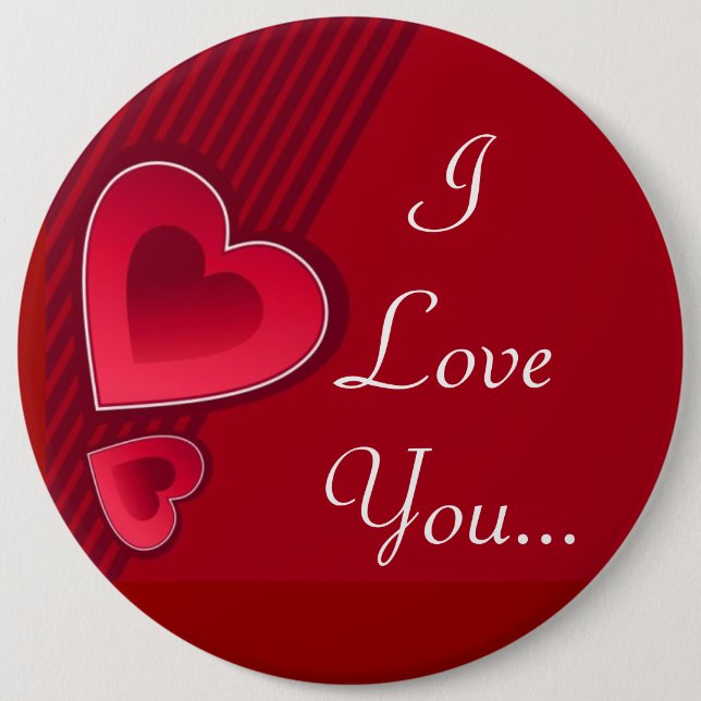 Double Hearts I Love You 6 Cm Round Badge (Front)