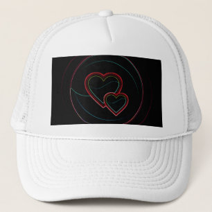 Double Hearts In Black Trucker Hat