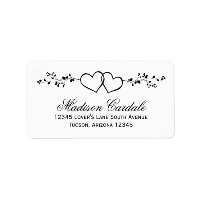 Double Hearts Personalised Wedding Address Labels (Front)