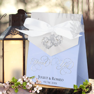 Double Hearts Thank You- Blue/Silver Favour Box
