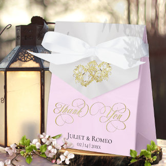 Double Hearts Thank You- Pink/Gold Favour Box