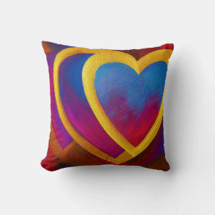 Double Hearts Throw Pillow