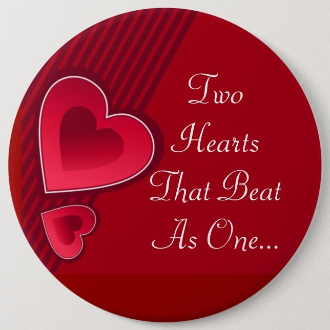 Double Hearts Two Hearts That Beat As One 6 Cm Round Badge (Front)