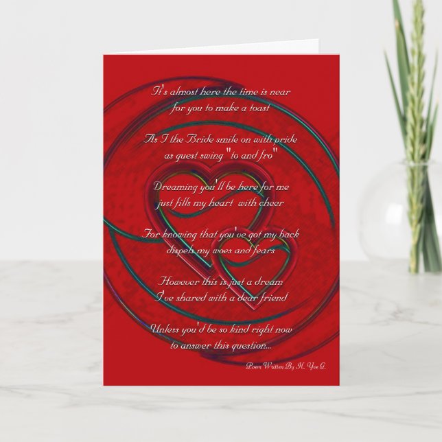 Double Hearts Will You Be My Bridesmaid In Red Invitation (Front)