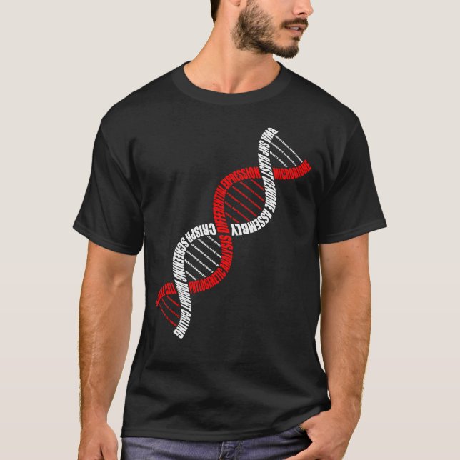 Double Helix DNA Bioinformatics word cloud T-Shirt (Front)