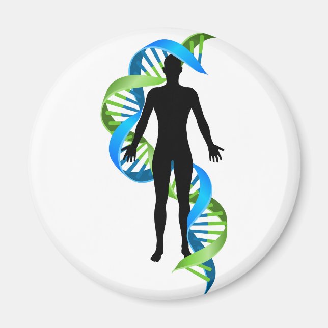 Double Helix DNA Chromosome Strand Human Figure Magnet (Front)