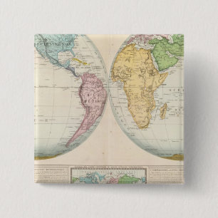 Double Hemisphere Map of the Climate 15 Cm Square Badge