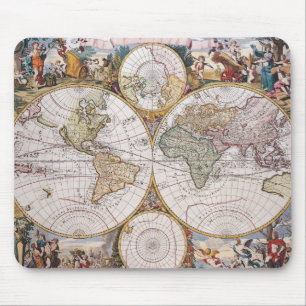 Double Hemisphere Polar Map Mouse Mat