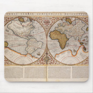 Double Hemisphere World Map, 1587 Mouse Mat